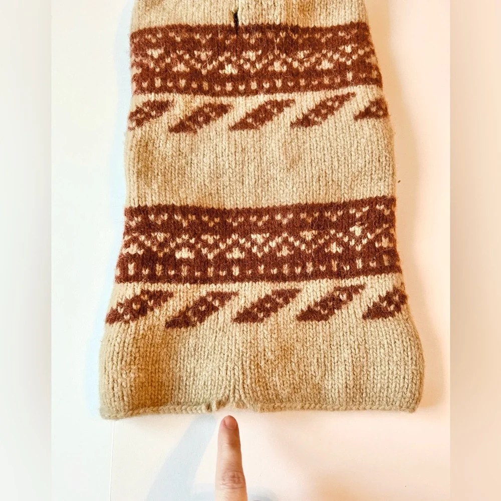 Small Chilly Dog Tan and Warm Brown Fair Isle Dog Sweater, 100% Wool